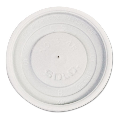Cup Lids | SOLO VL34R-0007 Polystyrene Vented Hot Cup Lids Fits 4 oz Cups - White (100/Pack, 10 Packs/Carton) image number 0