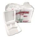 Food Containers & Lids | Plastifar 12109 7.56 in. x 8.25 in. x 2.38 in. 3-Compartment Foam Hinged Lid Containers - White (200/Carton) image number 0