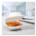 Food Containers & Lids | Dart 50HT1 5.38 in. x 5.5 in. x 2.88 in. Foam Hinged Lid Containers - White (500/Carton) image number 5