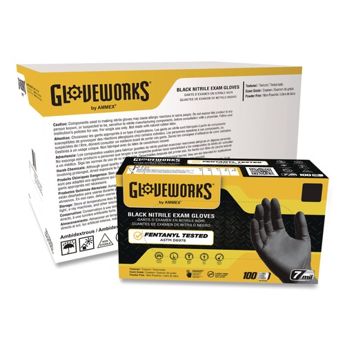 Janitorial Disposable & Single Use Gloves | Ammex GWBEN48100 6 mil Powder-Free Nitrile Exam Gloves - X-Large, Black (1000/Carton) image number 0