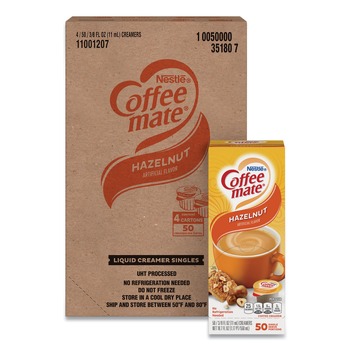 Coffee-Mate 11001207 0.38 oz. Mini Cups Liquid Coffee Creamer - Hazelnut (200/Carton)