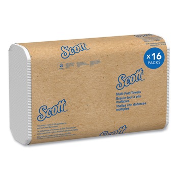 Scott 37490 Essential 1-Ply 8 in. x 9.4 in. Multi-Fold Towels - White (16/Carton)