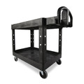 Carts | Rubbermaid Commercial FG452088BLA 25.9 in. x 45.2 in. x 32.2 in. 500 lbs. Capacity 2 Lipped Shelves Heavy-Duty Plastic Utility Cart - Black image number 2