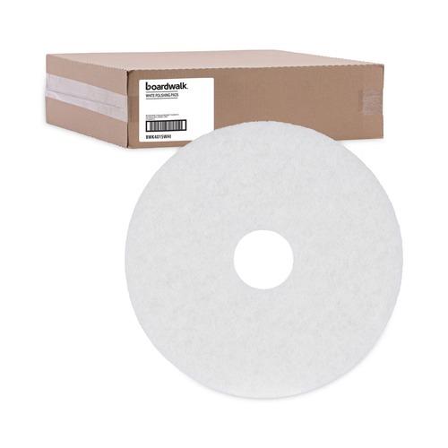 Floor Pads-Cleaning, Buffing & Polishing | Boardwalk BWK4015WHI 15 in. Diameter Polishing Floor Pads - White (5/Carton) image number 0