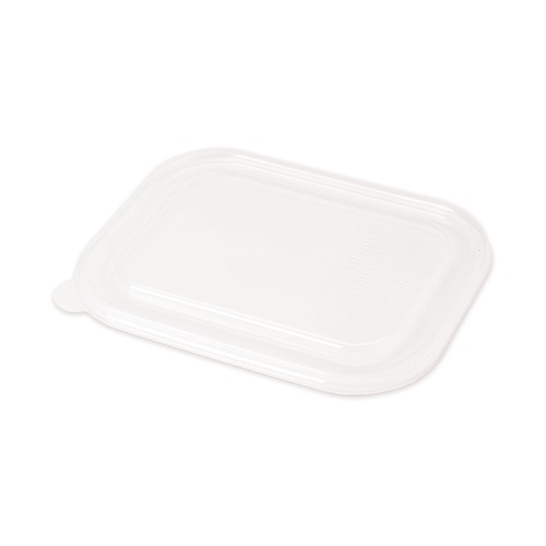 Food Containers & Lids | World Centric CTLCS3 8.8 in. x 6.9 in. x 0.8 in. Plastic PLA Lids for Fiber Containers - Clear (400/Carton) image number 0