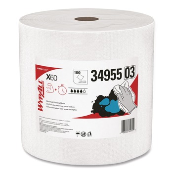 WypAll 34955 12.2 in. x 12.4 in. General Clean Jumbo Roll X60 Cloths - White (1/Carton)