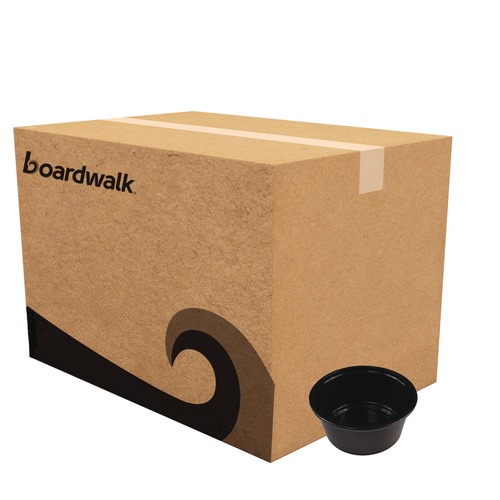 Cups | Boardwalk BWKPRTN325BL 3.25 oz. Polypropylene Souffle/Portion Cups - Black (2500/Carton) image number 0