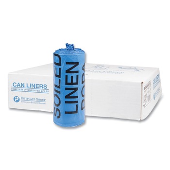 WASTE RECEPTACLES | Inteplast Group BR3043XHVB 30 Gallon 1 mil 30 in. x 43 in. Soiled Linen Institutional Low-Density Can Liners - Blue (200/Carton)