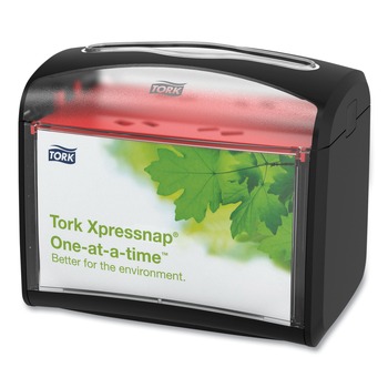 NAPKIN DISPENSERS | Tork 6232100 7.9 x 5.6 x 7.9 Xpressnap Tabletop Napkin Dispenser - Black