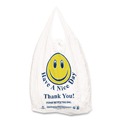 Shopping Bags | Barnes Paper Company T1-6SMILEY 11.5 in. x 21 in. 12.5 microns Smiley Face Shopping Bags - White (900/Carton) image number 1