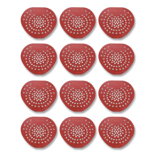 Toilet & Urinal Deodorizers | HOSPECO 03901 Health Gards 7.75 in. x 6.88 in. Vinyl Urinal Screen - Cherry Scent Red (1-Dozen) image number 0