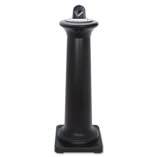 Smoking Receptacles | Rubbermaid Commercial FG9W3000BLA GroundsKeeper Tuscan 13 in. x 13 in. x 38.38 in. Receptacle - Black image number 0