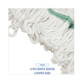Mop Heads | Boardwalk BWKSP200M14DZ 14 oz. Medium Loop End Rayon Mop Head - White (1-Dozen) image number 6