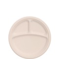 Plates | Dart 9FBRP3 9 in. Diameter 3-Compartment ProPlanet Seal Compostable Fiber Dinnerware Plate - Natural (500/Carton) image number 2