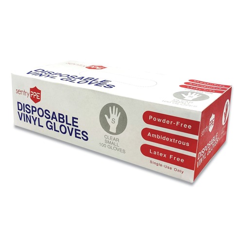 Food Service Disposable & Single Use Gloves | GN1 PE17166 Disposable Vinyl Gloves - Clear, Small (100/Box, 10 Boxes/Carton) image number 0