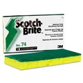 Scouring Pads & Sticks | Scotch-Brite PROFESSIONAL 74 3.6 in. x 6.1 in. 0.7 in. Thick Medium-Duty Scrubbing Sponge - Yellow/Green (20/Carton) image number 2