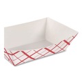 Food Trays & Liners | SCT SCH 0409 4.58 in. x 3.2 in. x 1.25 in. Paper Food Baskets - Red/White (1000/Carton) image number 1