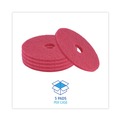 Floor Pads-Cleaning, Buffing & Polishing | Boardwalk BWK4016RED 16 in. Diameter Buffing Floor Pads - Red (5/Carton) image number 4