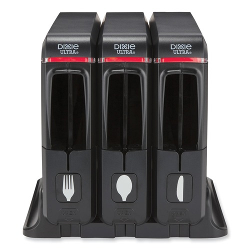 Cutlery Dispensers | Dixie SSW3D85 12.44 in. x 11.17 in. x 10.5 in. SmartStock Wrapped Cutlery Dispenser - Black (1/Carton) image number 0
