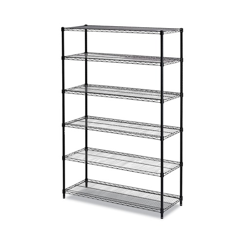 Racks & Shelving | Alera ALESW664818BL NSF Certified 6-Shelf 48 in. x 18 in. x 72 in. Wire Shelving Kit - Black image number 0