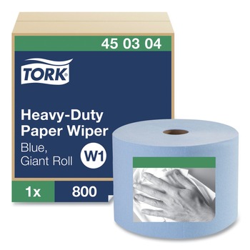  | Tork 450304 1-Ply 11.1 in. x 800 ft. Heavy-Duty Paper Wiper - Blue