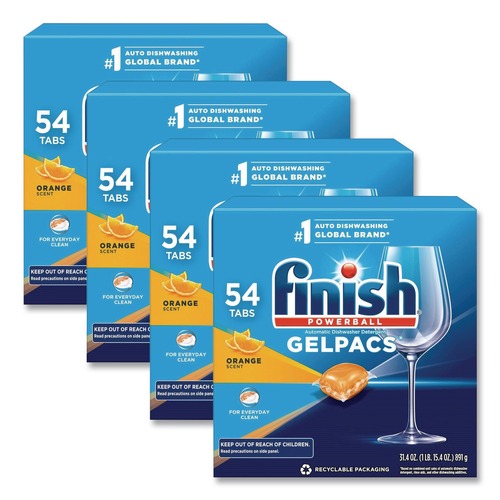 Dishwashing Detergents | FINISH 51700-81181 Orange Scent Dish Detergent Gelpacs (4/Carton) image number 0