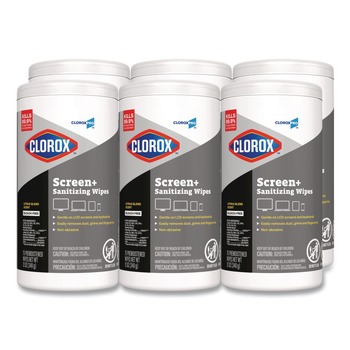 Clorox 60724 CloroxPro ScreenPlus 6 in. x 8 in. Sanitizing Wipes - Citrus Blend White (6/Carton)