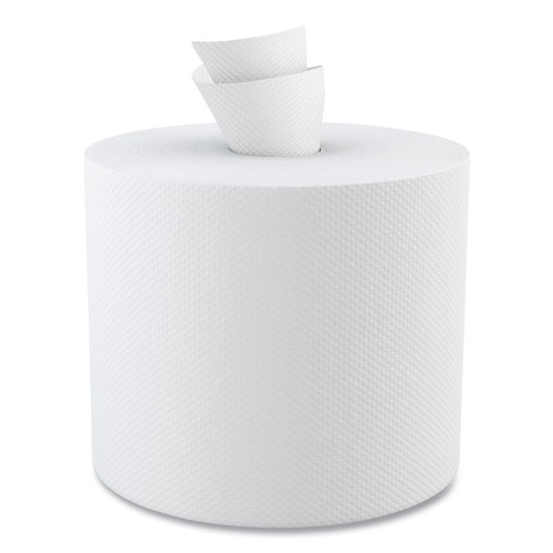 Perforated Roll & Hand Towels | Boardwalk B6400 7.87 in. x 10 in. 2-Ply Perforated Center-Pull Hand Towels - White (6/Carton) image number 0