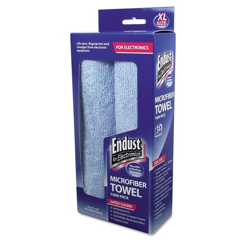 Cleaning Cloths & Wipes | Endust for Electronics 11421 15 in. x 15 in. Large-Sized Microfiber Towels - Unscented Blue (2/Pack) image number 0