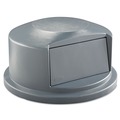 Waste Receptacle Lids | Rubbermaid Commercial FG264788GRAY 24.81 in. Diameter x 12.63 in. Round BRUTE Dome Top Receptacle Push Door for 44 Gallon Containers - Gray image number 0