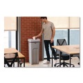 Indoor Waste Receptacles | Rubbermaid Commercial 2143862 Universal Square Trash Can with Swing Lid 23 gal Plastic Gray image number 3