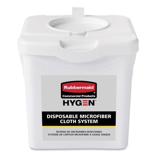 Towel Dispensers | Rubbermaid Commercial HYGEN 2135007 7.92 in. x 7.75 in. x 7.44 in. Disposable Microfiber Charging Bucket - White (4/Carton) image number 0