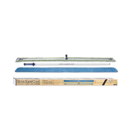 Mops | Bona WM710013471 60 in. Wide Microfiber Head SuperCourt Athletic Floor Care System - Silver/Blue Aluminum Handle image number 0