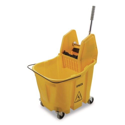 Buckets & Wringers | Carlisle 4690404 35 qt OmniFit Mop Bucket with Down Press Wringer - Yellow image number 0