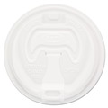 Cup Lids | Dart 16RCL Optima Reclosable Lid for 12 - 24 oz. Hot Cups - White (10 Packs/Carton) image number 1