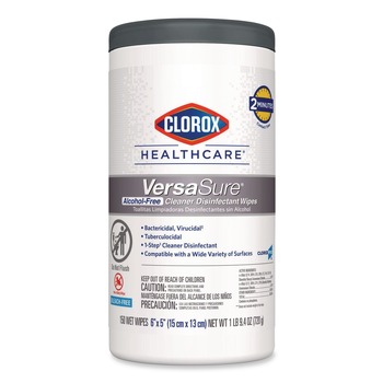 Clorox Healthcare 31758 VersaSure 6 in. x 5 in. 1-Ply Cleaner Disinfectant Wipes - Fragranced White