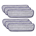 Mop Heads | Rubbermaid Commercial FGQ80000WH00 18 in. x 5.5 in. Microfiber Finish Pad - Blue/White (6/Box) image number 0
