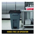 Indoor Waste Receptacles | Rubbermaid Commercial 1971956 50 Gallon Brute Step-On Rollouts - Metal/Plastic, Gray image number 3
