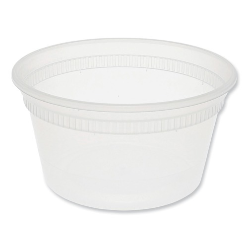 Food Containers & Lids | Pactiv Corp. L5012Y Newspring DELItainer 4.55 x 4.55 x 2.45 12 oz Plastic Microwavable Container - Clear (480/Carton) image number 0