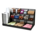 Condiment Organizers | Mind Reader CMG2MESH-BLK 11.61 in. x 23.9 in. x 12.76 in. 14-Compartment Network Collection Coffee Cup and Condiment Countertop Organizer - Black image number 1