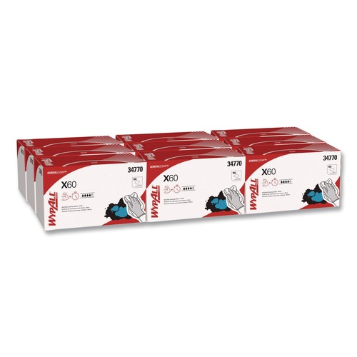 Perforated Roll & Hand Towels | WypAll 34770 1/4 Fold 11 in. x 23 in. General Clean X60 Cloths - White (900/Carton) image number 0