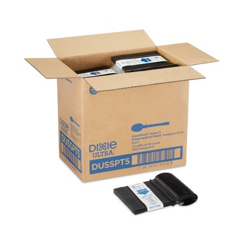 DISPOSABLE SPOONS | Dixie DUSSPT5 SmartStock Tri-Tower Dispensing System Polypropylene Cutlery Mediumweight Plastic Spoon - Black (960/Carton)
