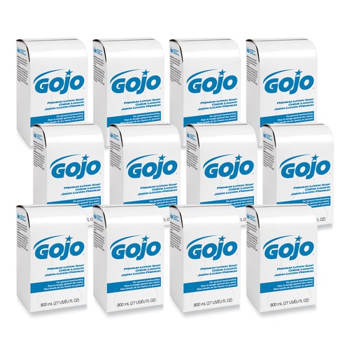 Soap Refills | GOJO Industries 9106-12 800 ml Premium Lotion Soap Refill - Waterfall (12/Carton) image number 0