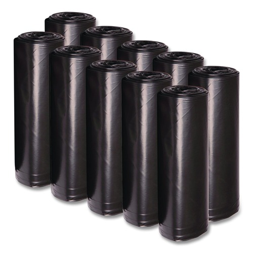 Low-Density Trash Bags | Boardwalk X8046XKKR01 40 in. x 46 in. 45 gal. 1.6 mil Recycled Low-Density Polyethylene Can Liners - Black (100/Carton) image number 0
