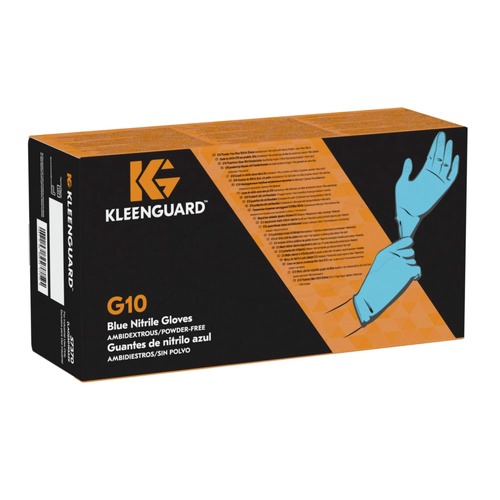 Food Service Disposable & Single Use Gloves | KleenGuard 57370 KleenGuard G10 Nitrile Ambidextrous Gloves - Blue, X-Small (100/Box) image number 0