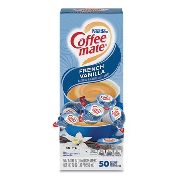 Coffee-Mate 11001206 0.38 oz. Mini Cups Liquid Coffee Creamer - French Vanilla (50/Box)