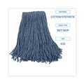 Mop Heads | Boardwalk BWK2020B #20 Cut-End Cotton/Synthetic Fiber Standard Mop Head - Blue (12/Carton) image number 3