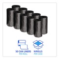 Low-Density Trash Bags | Boardwalk H4823RKKR01 10 Gallon 0.35 mil 24 in. x 23 in. Perforated Roll Low-Density Waste Can Liners - Black (50 Bags/Roll, 10 Rolls/Carton) image number 3