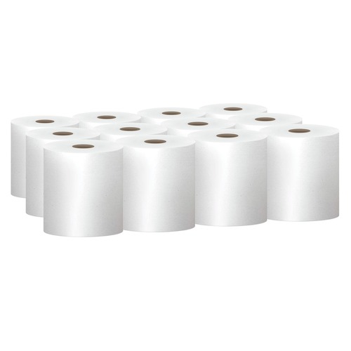 Perforated Roll & Hand Towels | Scott 01052 8 in. x 800 ft. 1.5 in. Core 1-Ply Essential 100% Recycled Fiber Hard Roll Towel - White (12 Rolls/Carton) image number 0
