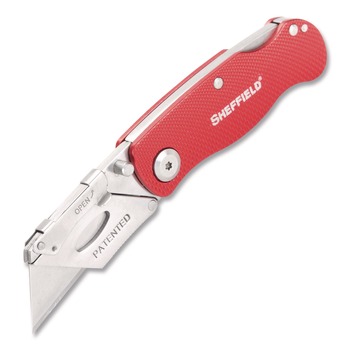 KNIVES AND MULTI PURPOSE TOOLS | GreatNeck 12614 1.25 in. Blade 3.5 in. Aluminum Handle Quick Change Lock Back Utility Knife - Red